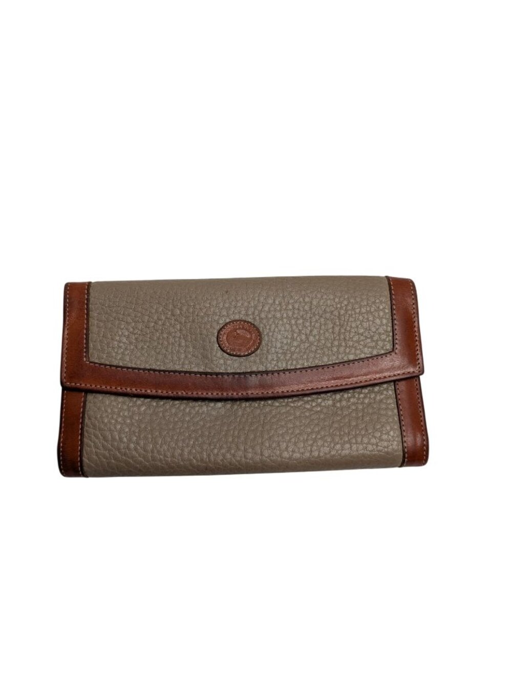 Dooney & Bourke Vintage Pebbled Leather Wallet Brown & Taupe Snap Kiss Lock